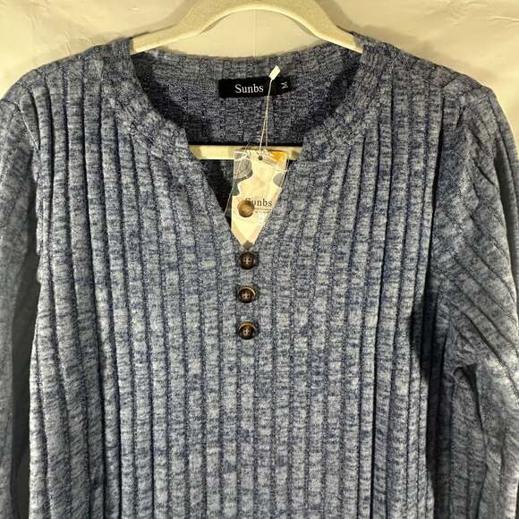 SUNBS Tunic Shirts for Womens Long Sleeve Tops Casual V Neck Sweaters  M - Picture 3 of 5